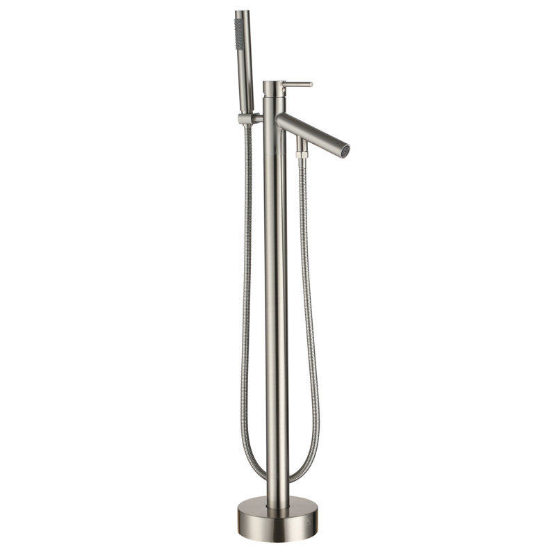 1 Handle Floor Freestanding Tub Filler with Diverter, Brushed Nickel