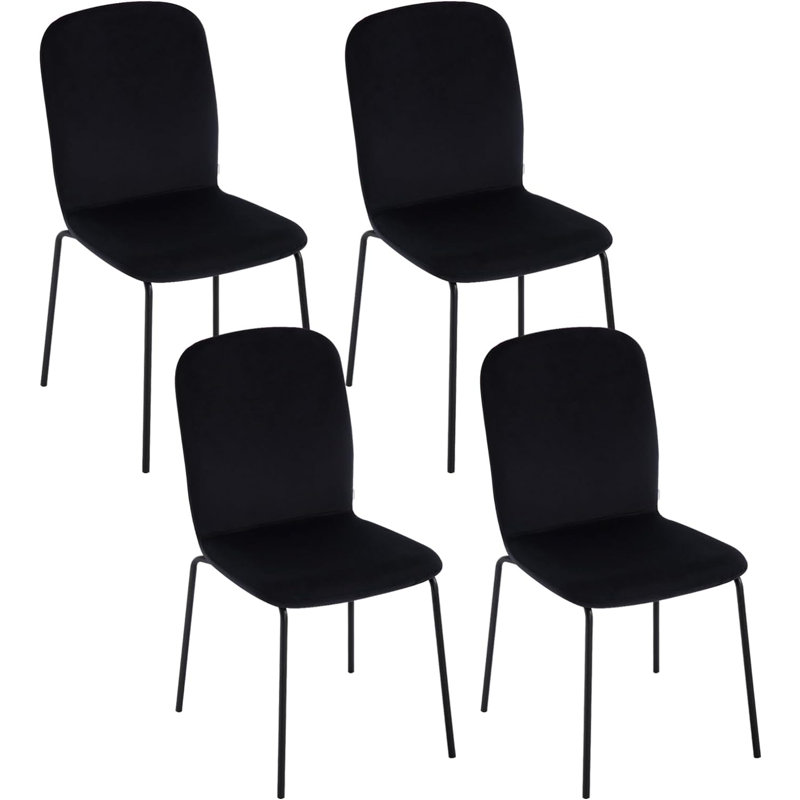 Nyeem 46.5cm H Velvet Upholstered Side Chair, Black