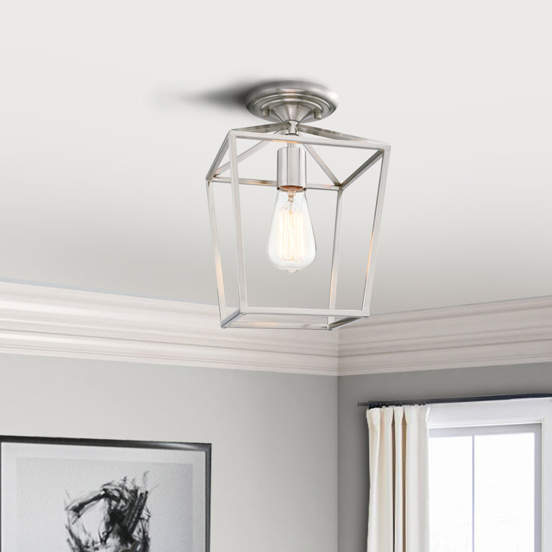 1-Light 12-in Semi Flush Mount Light, Brushed Nickel