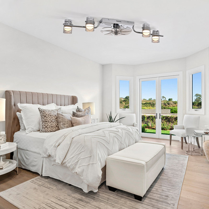  Ventilateur de plafond réversible à intensité variable de 39,4 po avec projecteurs à DEL, télécommande et application