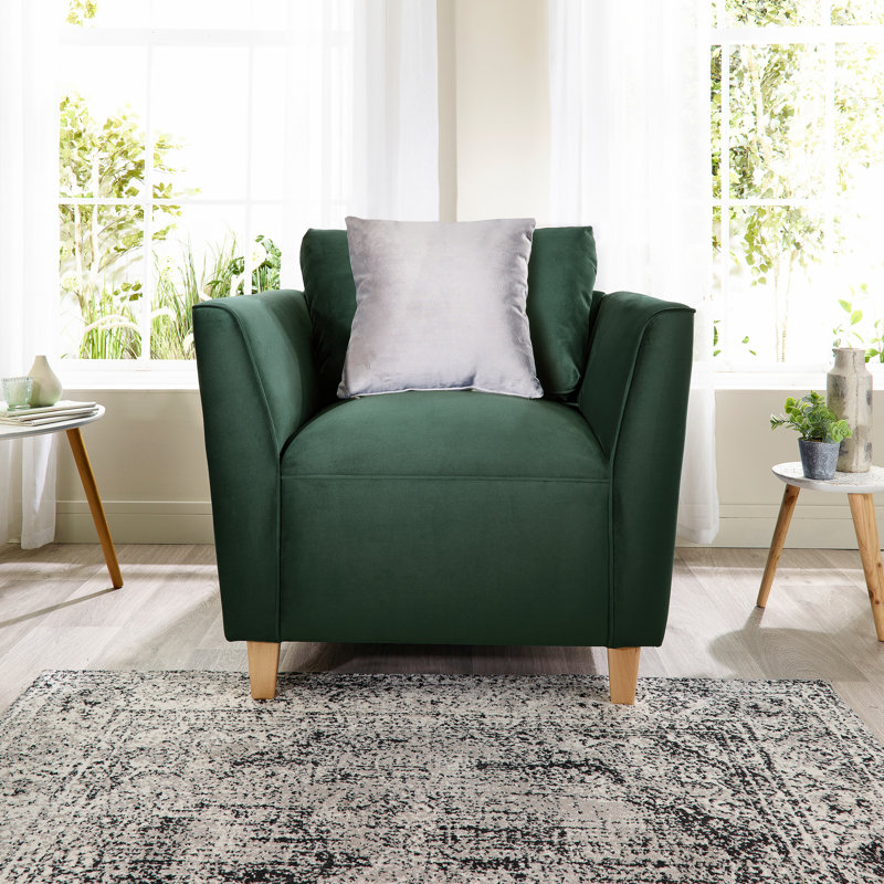 Audington Velvet Armchair, Dark Green