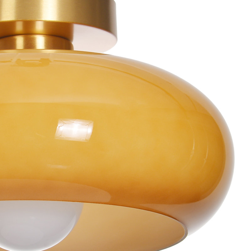 Plafonnier encastré moderne en verre jaune pour hall d'entrée, 3.94" H x 11.02" W x 11.02" D