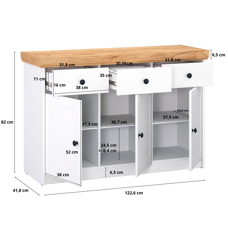 Chancery 122.5 Cm Wide 3 Drawer Sideboard