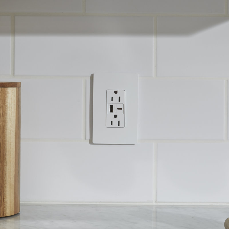 radiant 15A inviolable avec prise de courant USB de type A ultra-rapide 6,0A, Blanc