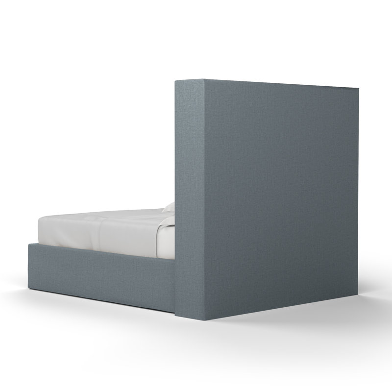 Kaiser Upholstered Wingback Bed, Twin, Box Weave Linen Haze
