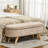 End Of Bed , 43.3" Beige Fleece Upholstered With Practical Storage Compartment Living Room Bench, Hidden Storage, Wood Legs