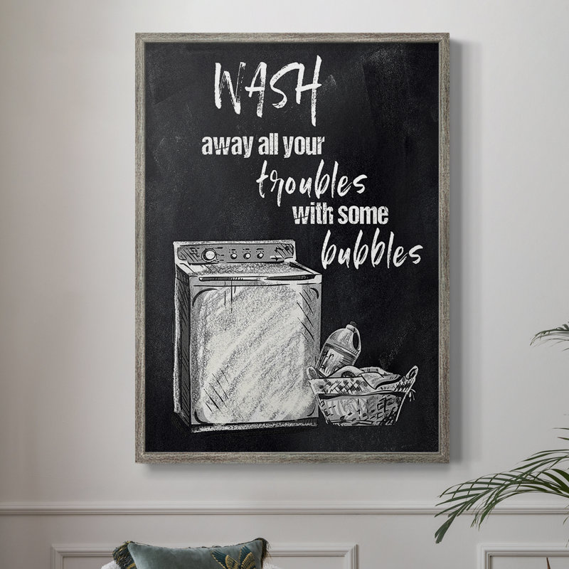 «Wash Away Your Trouble», reproduction encadrée - bois massif, H 11 po x l 9 po