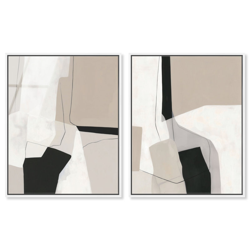 Duo de stripteaseuses, reproduction d'art encadrée, ensemble d'art abstrait bohème par Art Remedy, cadre blanc, 30 x 36