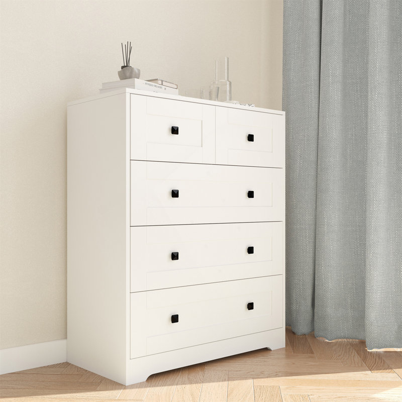 Commode à 5 tiroirs avec porte de style campagnard pour un rangement polyvalent et une organisation moderne.