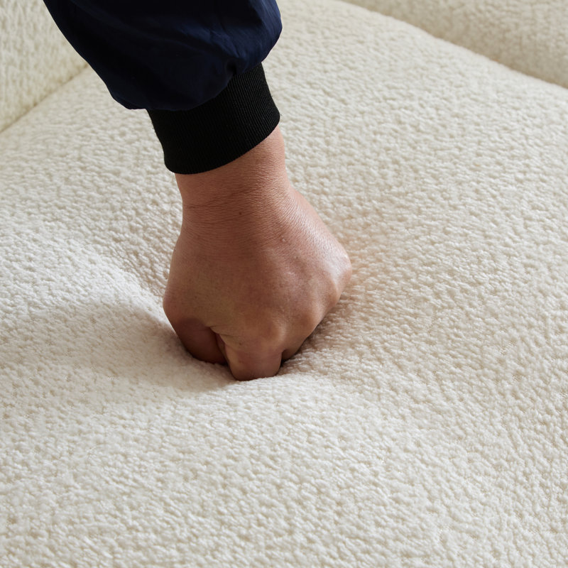 Boucle blanche à 3 places de 83 pouces pour les salons, les chambres à coucher, les bureaux d'appoint avec un design ondulé doux et durable