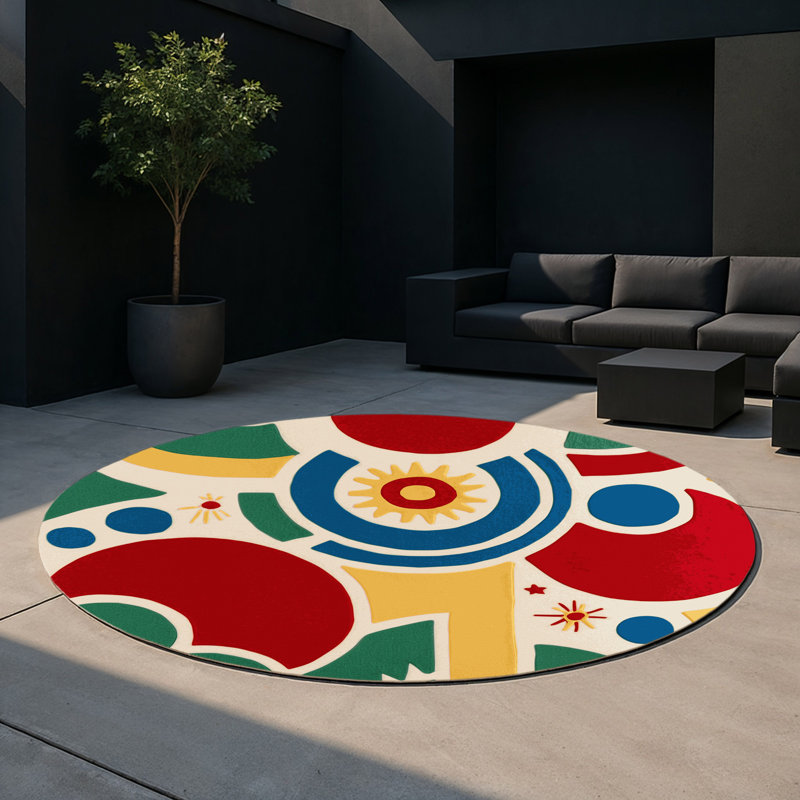 Flashy Line Indoor And Outdoor Area Rug, Round 5'