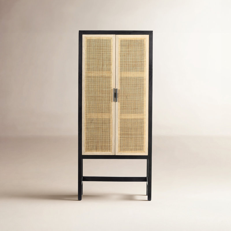 Boudreau Solid Wood Accent Cabinet, Washed Black/Natural Mango