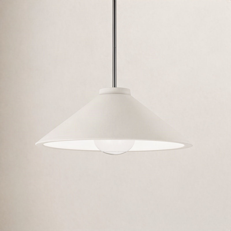 Leni Dimmable LED Single Light Pendant, Bisque, Polished Chrome
