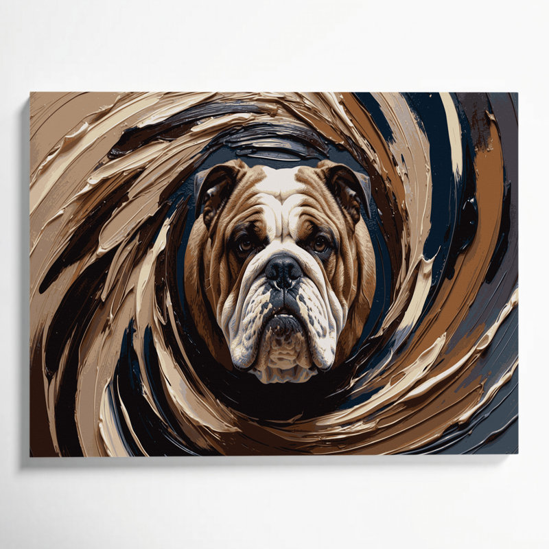 «Dogs Bulldog», art mural sur toile noire, H 24 po x l 36 po