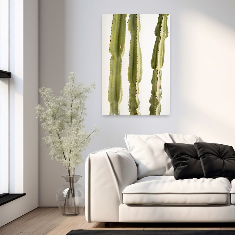 3 cactus abstraits, art mural contemporain, H 36 po x l 24 po