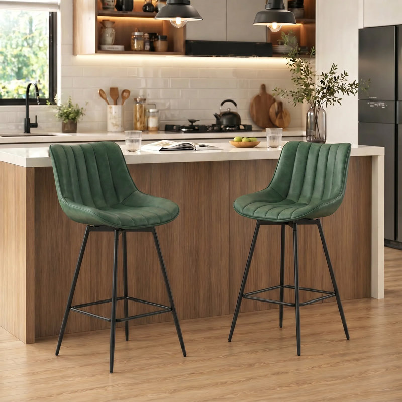 HOMCOM Swivel Bar Stools Set of 2, PU Leather Upholstery, Dark Gray