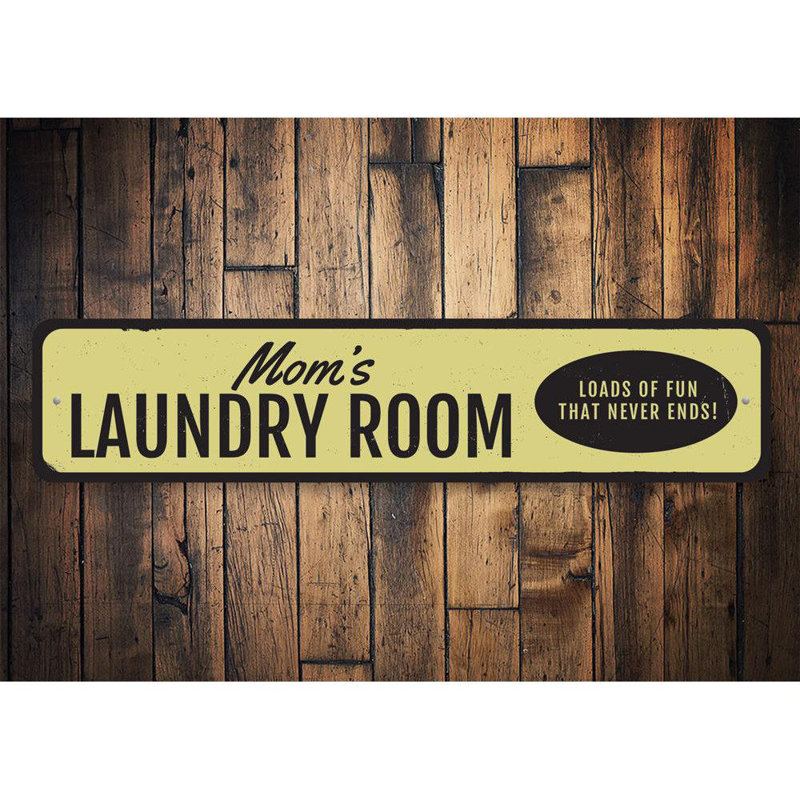 Mom's Laundry Room Custom Aluminum Sign, 4" H x 18" W x 0.04" D