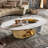 Fantastic Luxurious Oval Faux Marble Coffee Table With Midsize Sphere Crescent-Shaped Base-1678648414