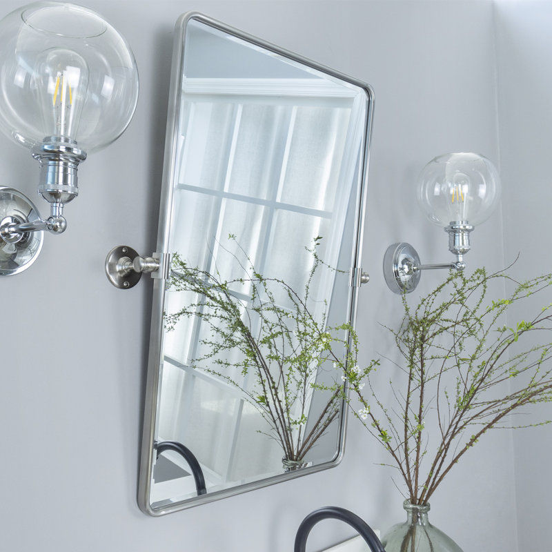Miroir mural de salle de bain Woodvale, 30 po x 20 po, Nickel poli
