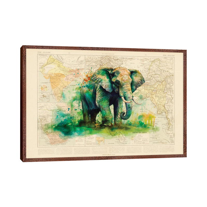 Elephant 1 Piece Wall Art on Canvas, 66.04 cm H x 45.72 cm W, Classic Wood Floater Framed