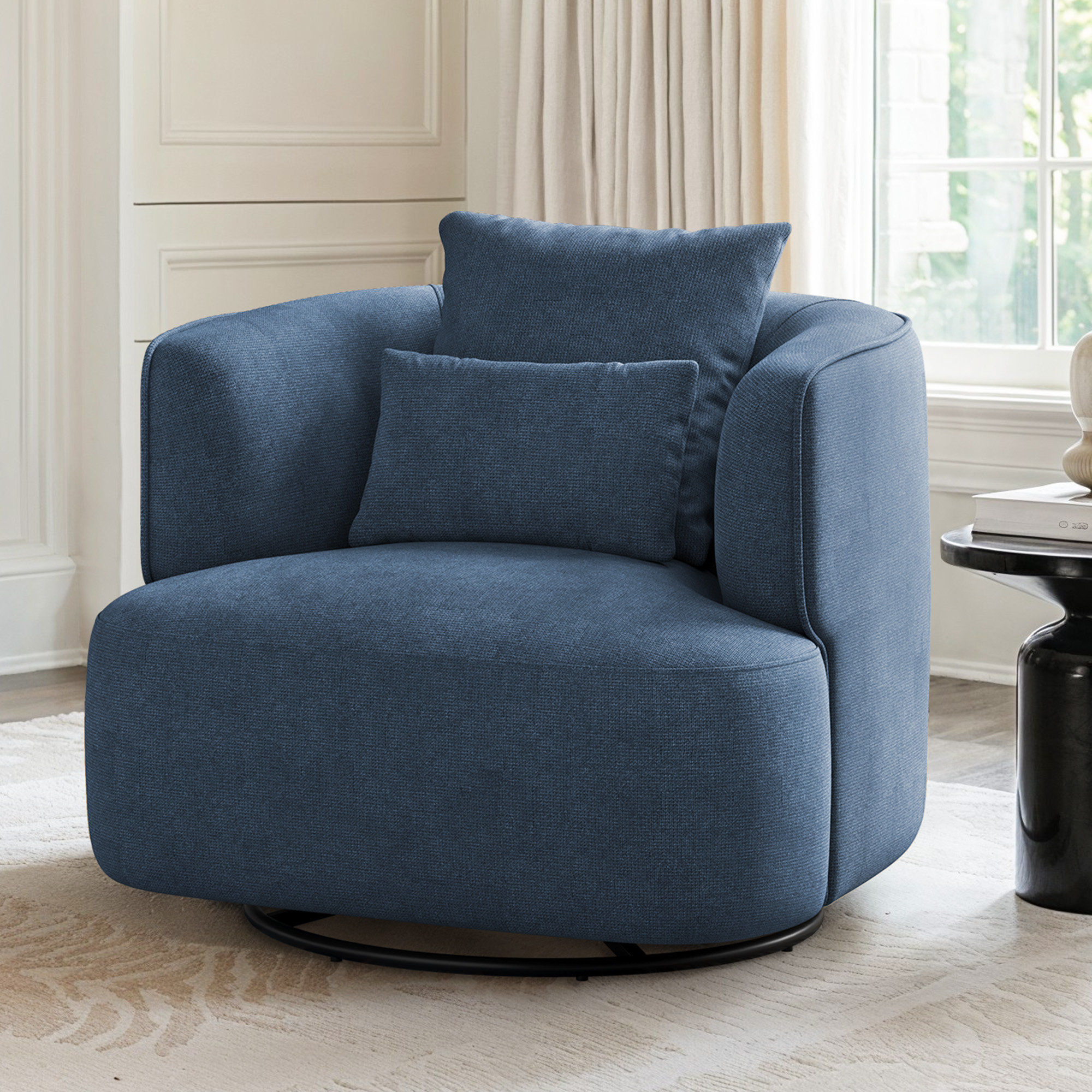 Latitude Run® Darna 32.3" Wide Upholstered Swivel Accent Chair | Wayfair