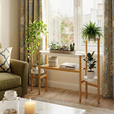Bamboo Plant Stand, Multi Level Indoor Plant Display Shelf