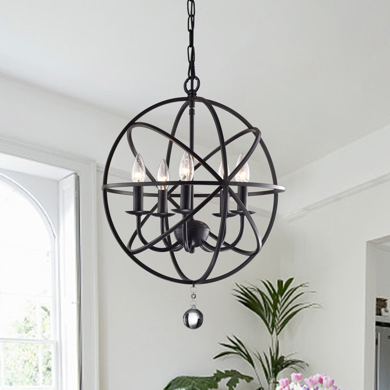 Lustre en forme de globe de style bougie à 5 lumières Jaken