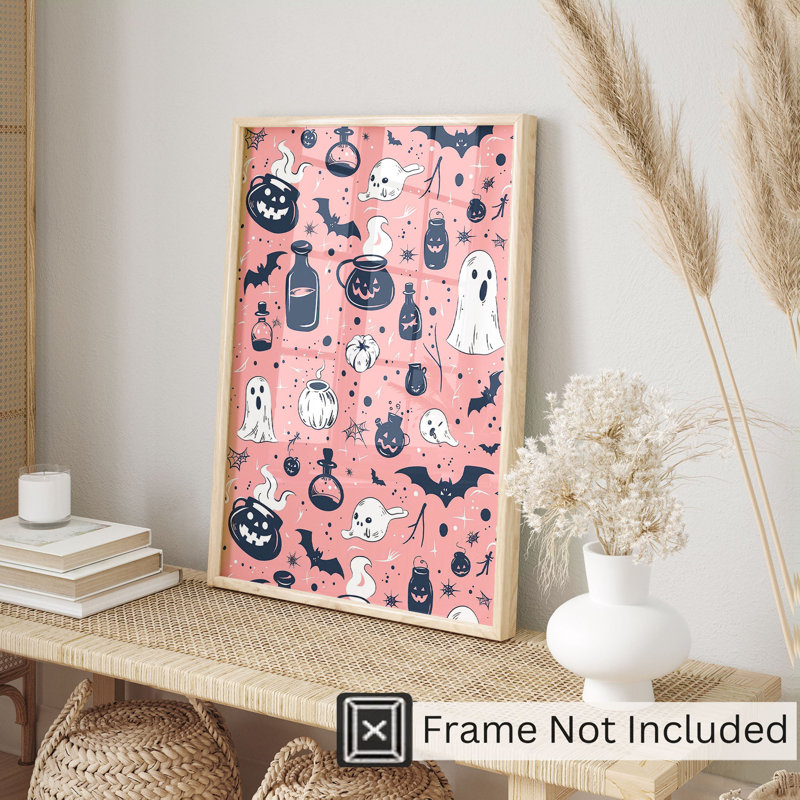 «Holiday Halloween Pumpkin Ghost», reproduction d'art moderne sans cadre III, H 14 po x l 11 po