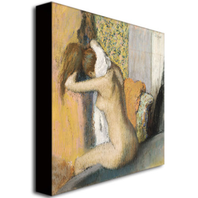 Reproduction d’art sur toile, "après le bain, femme et séchage" par edgar degas