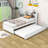 Wood Platform Bed with Trundle and Bookcase-2140958822-2140958875