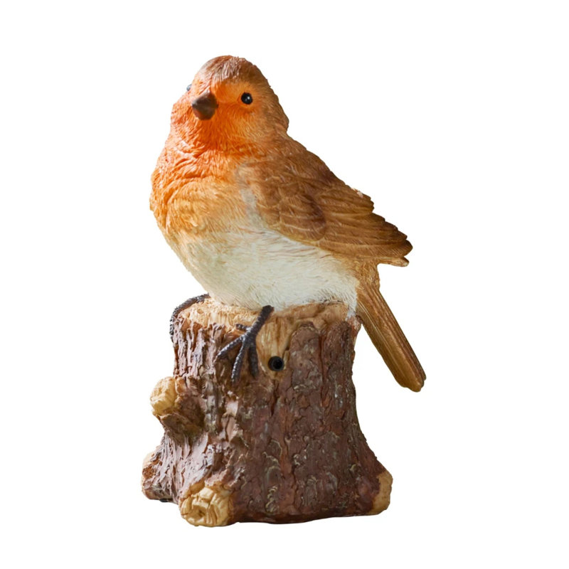 Large Musical Solar Garden Robin Ornament