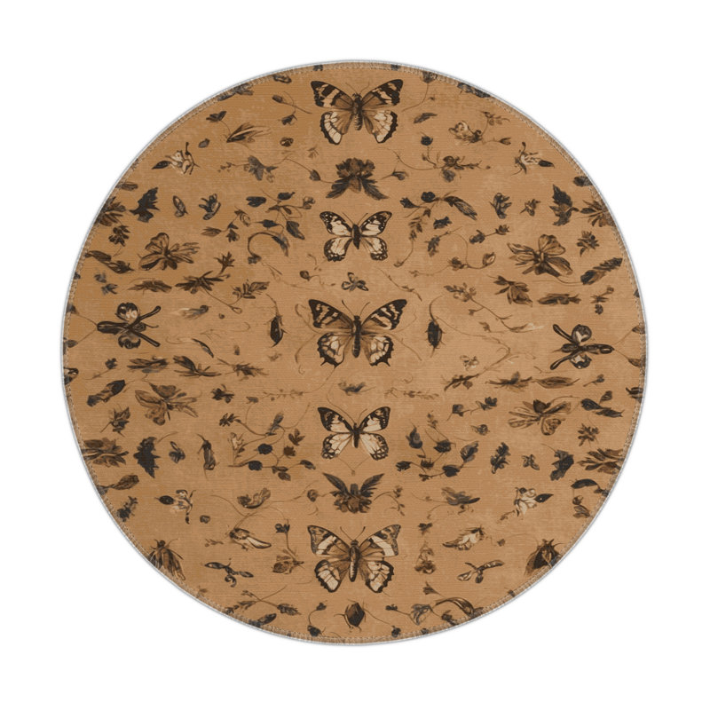 Tapis d'intérieur et d'extérieur brun français, Rond 5 pi