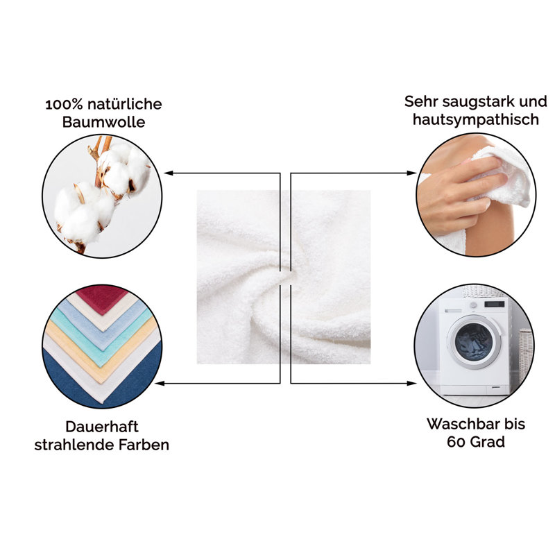 Midweight Hand Towel, White