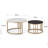 Coffee Table Set, Nesting Coffee Table,Stacking End Side Table With Golden Metal Frame, Black-93026825