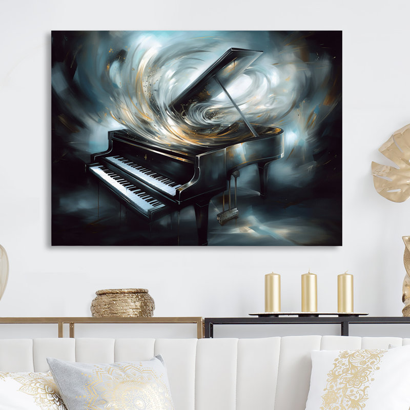Piano abstraite I - musique, décoration murale en métal, H 12 po x l 20 po