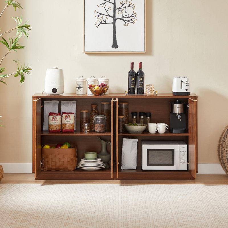 Buffet 63 "à rayures verticales avec rangement, Walnut