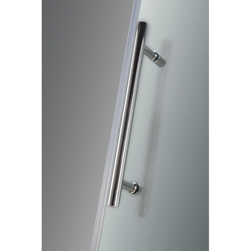 ZenArch 60" W x 77.5" H Single Sliding Frameless Shower Door, Left Opening, Brushed Stainless Steel, Right Drain
