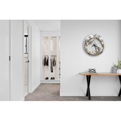 Marble Tempered Glass Wall Clock, Modern Art Clock, Home Decor, Silent Wall Clock, Elegant Living Room Clock
