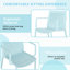 Fauteuils empilables modernes en plastique bleu, construction en polypropylène résistant aux intempéries, dossier à lattes, montage facile, adaptés à la décoration de jardin et de balcon (lot de 4), grande capacité de charge, légers, pour bord de piscine