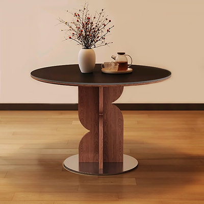 Walnut Round Sintered Stone Dining table