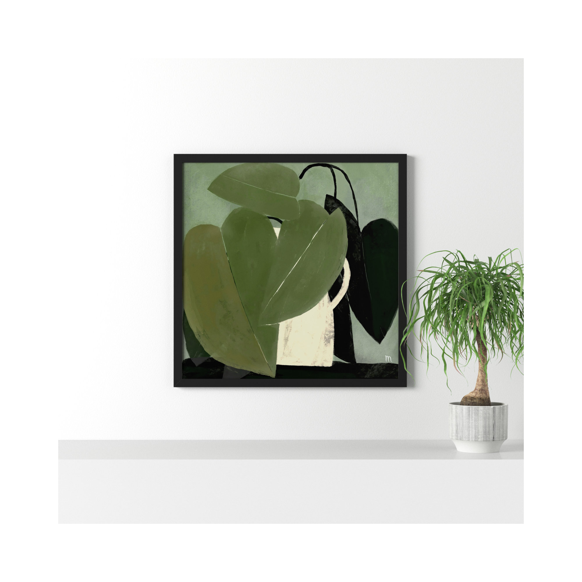 Green On Green by StudioM, Black, 36" H x 36" W x 1.25" D