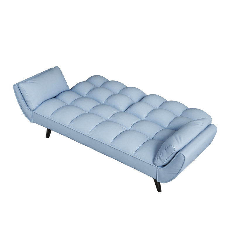 57 Inch Sofa Soft Two Armrests Throw Pillow Pillow Comfortable Fit Apartment Bedroom Small Space, Antique Navy Blue