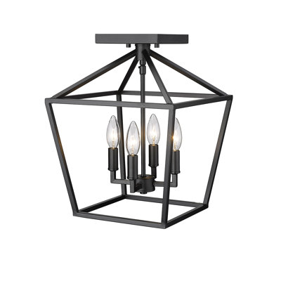 Plafonnier semi-encastré 4 lumières noir mat