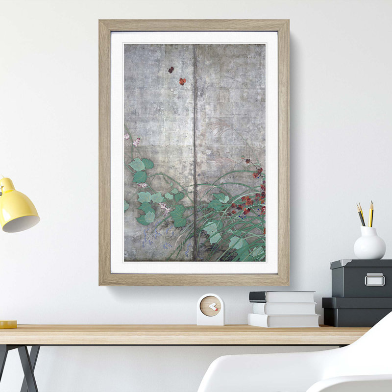 Wild Flowers by Sakai Hoitsu - Framed Print, Oak, 60cm H x 40cm W x 2cm D
