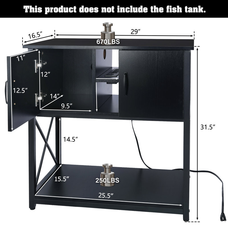 Godinne Wood Aquarium Stand, 20 Gallon ( 31" H x 29" W x 26.5" D)