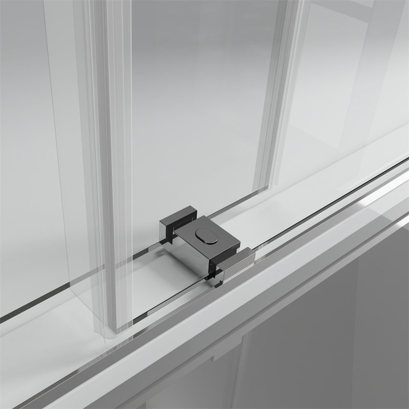 60" W x 76" H Frameless Rectangle Shower Stall with Fixed Panel Base Included, Chrome