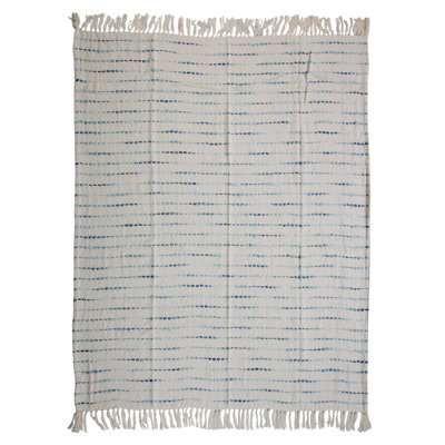 Deep Ombre Striped Handmade Woven Throw Blanket with Fringe