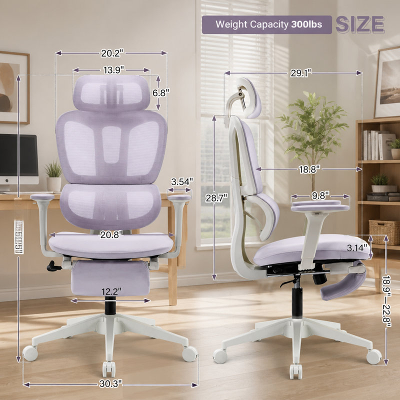 Chaise de bureau ergonomique avec repose-pieds