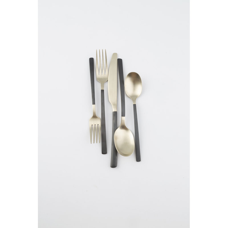 Beacon 20 Piece Flatware Set, Service For 4, Black/Champagne