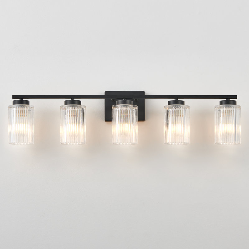 Lurigid Vanity Light Collection, Matte Black, 8.3" H x 35.5" W x 5.75" D, 5 Lights